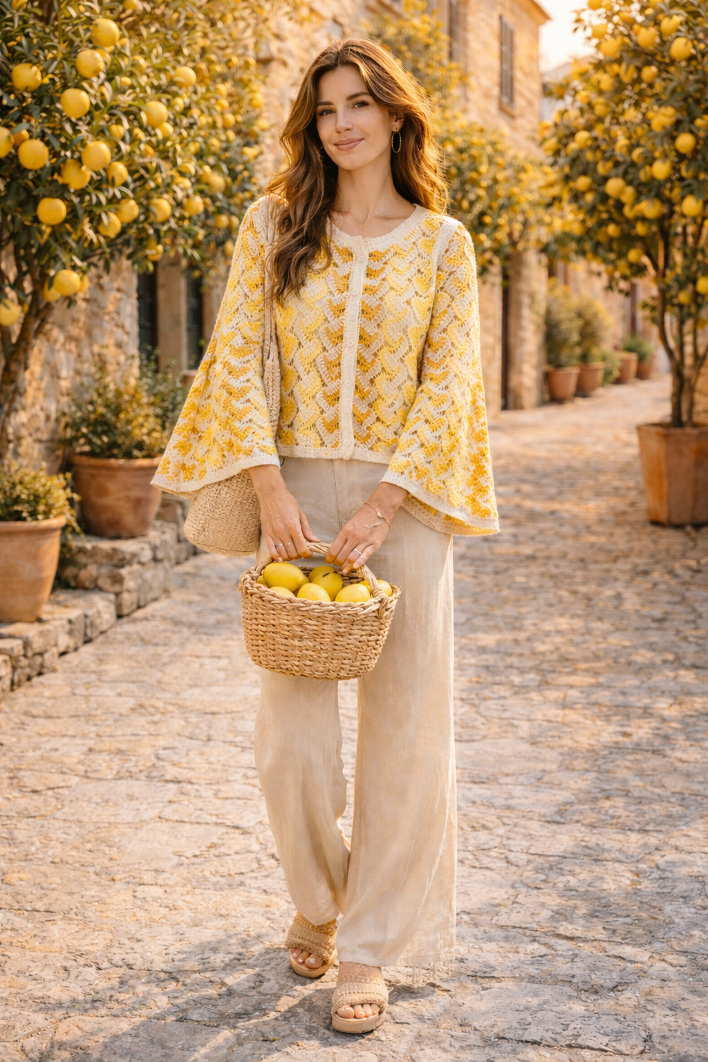 Gilet crochet jaune Lisa