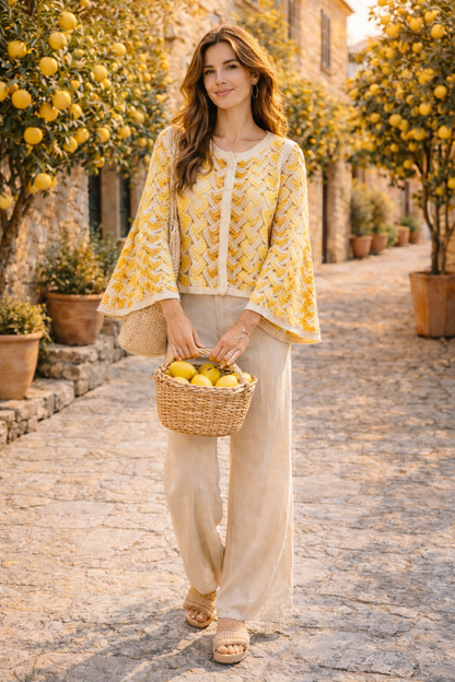 Gilet crochet jaune Lisa
