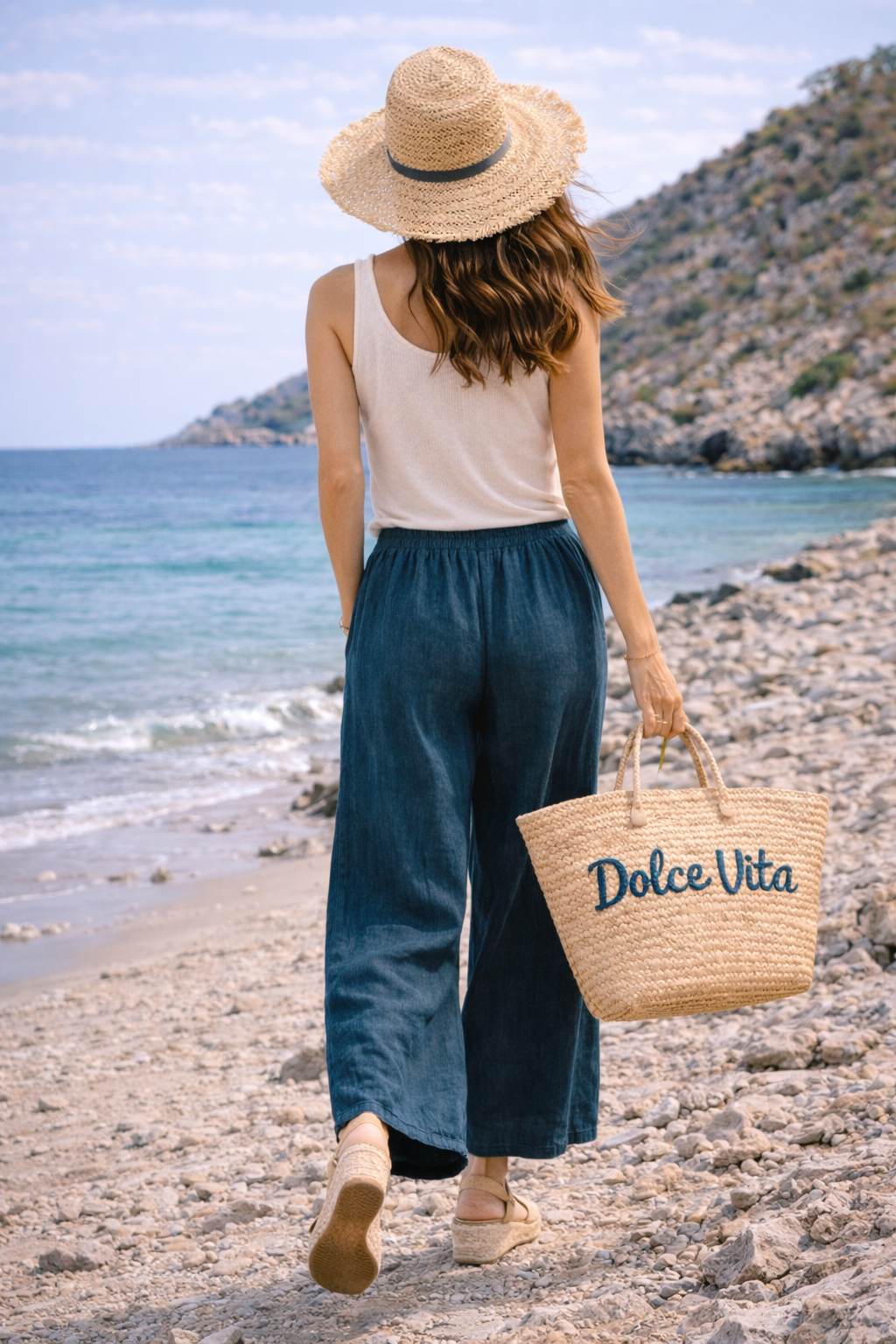 Pantalon fluide Bleu Laura