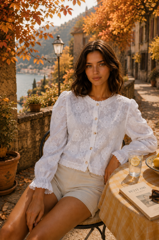 Blouse blanche brodée Alicia